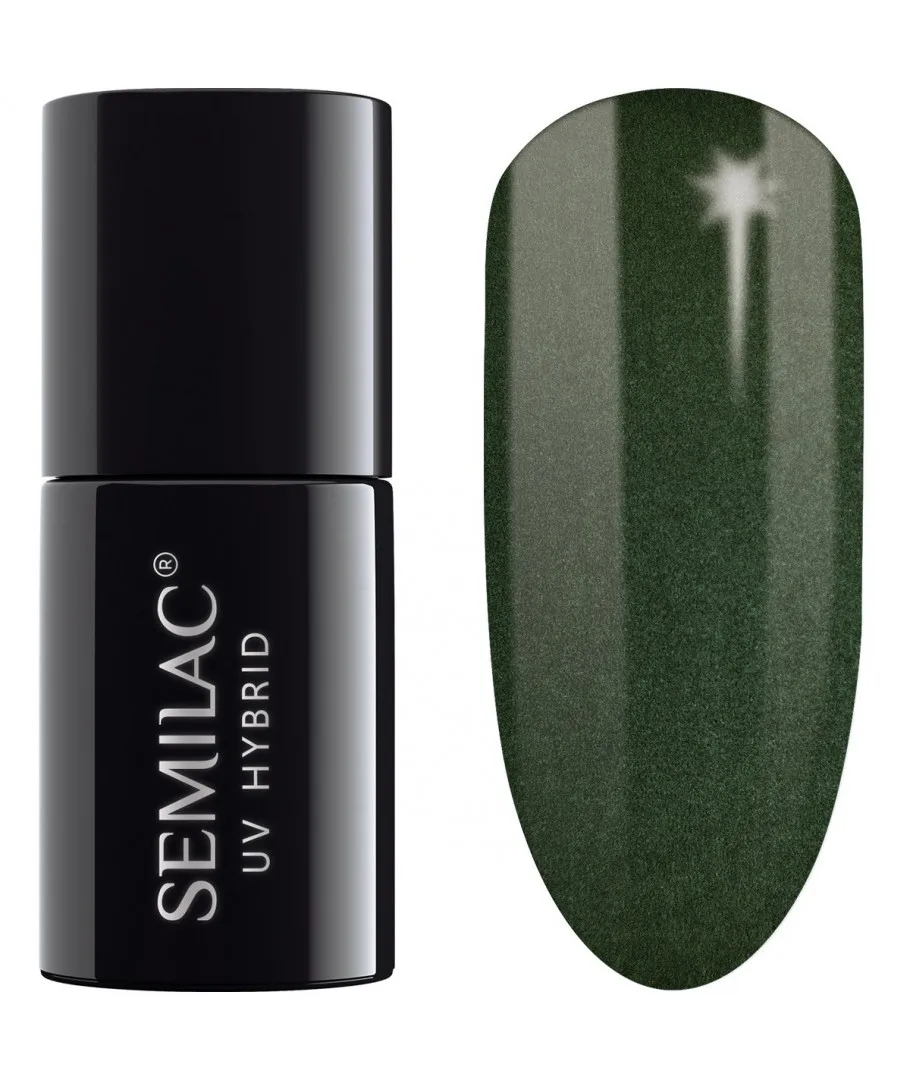 Semilac Dark Green Pearl 079 semi-permanent coverage, UV hybrid nail polish texture Gel