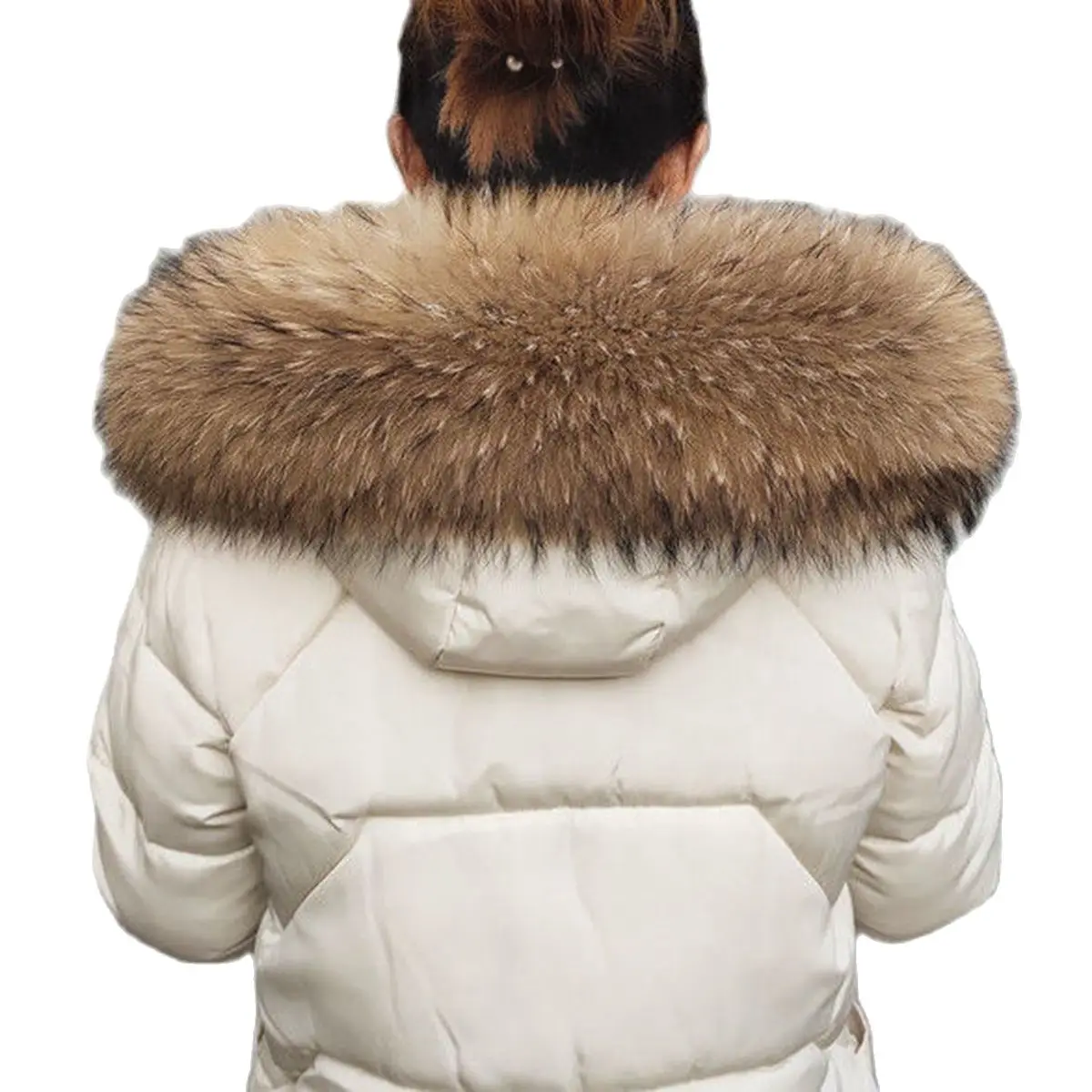 add new real fur luxury fur winter warmth natural raccoon fur scarf female big fur collar scarf jacket hat ornam Detachable