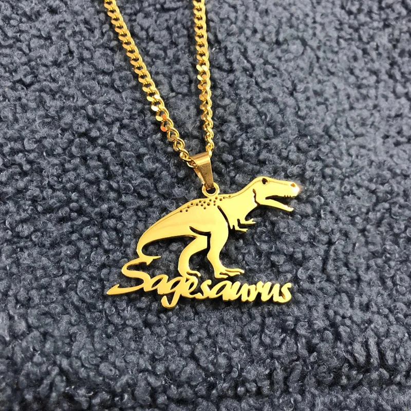 Stainless Steel Custom Dinosaur Name Necklace Personalized Any Anime Character Nameplate Necklaces For Women Child Jewelry