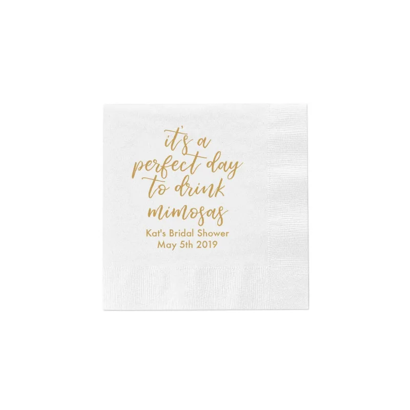 

It's a Perfect Day to Drink Mimosas Personalized Bridal Shower Napkins Rehearsal Dinner CustomEngagement Party Napkins 50pcs