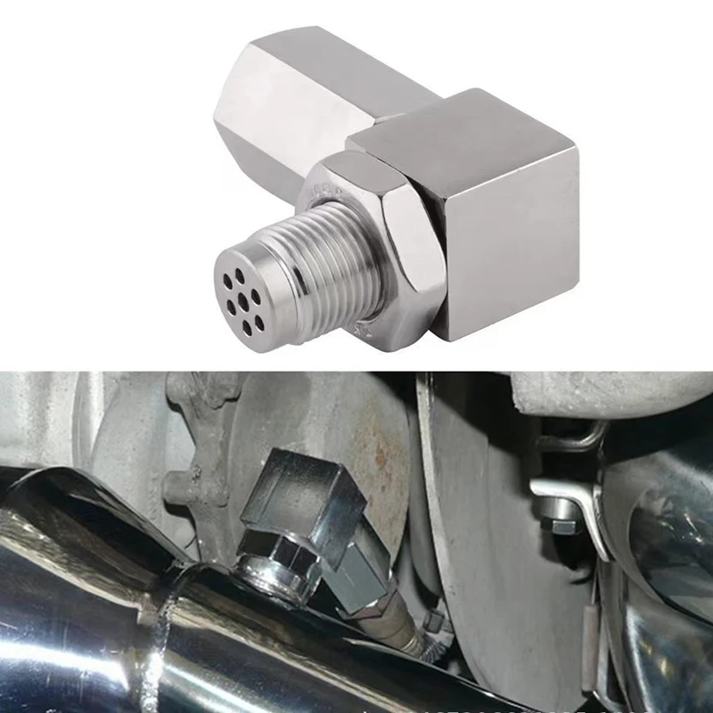 O2 Oxygen Sensor Extender Adapter 90 Degree Real Mini Catalytic Converter 201 Stainless Steel Oxygen Sensor Spacer Adapter