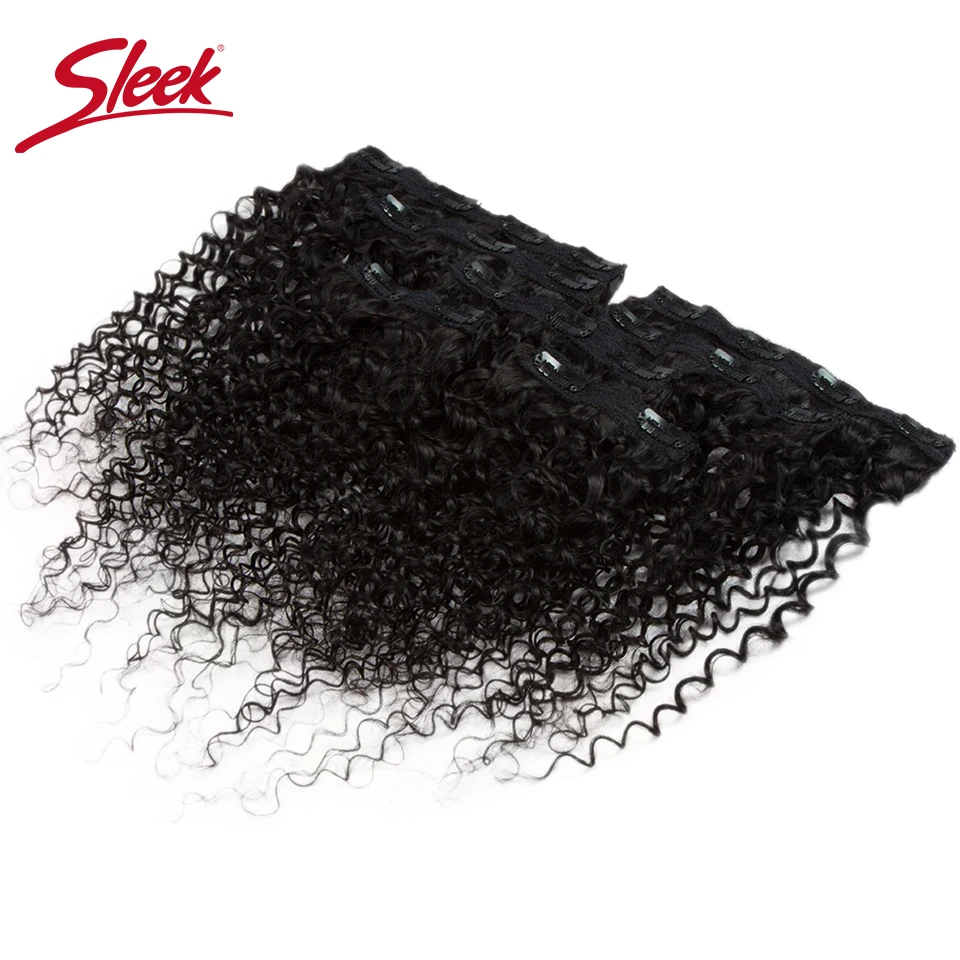 Sleek Clip In Ricci Extensions Brasiliano Riccio crespo Dei Capelli Umani 7 pz/lotto 10-24 pollici di Colore Naturale Dei Capelli di Remy trasporto Libero