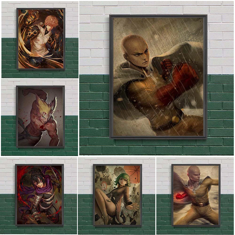 

Saitama And Genos Anime Wall Art Canvas Painting Skinhead Cloak Vintage Poster And Prints For Living Room Decoration Unframed