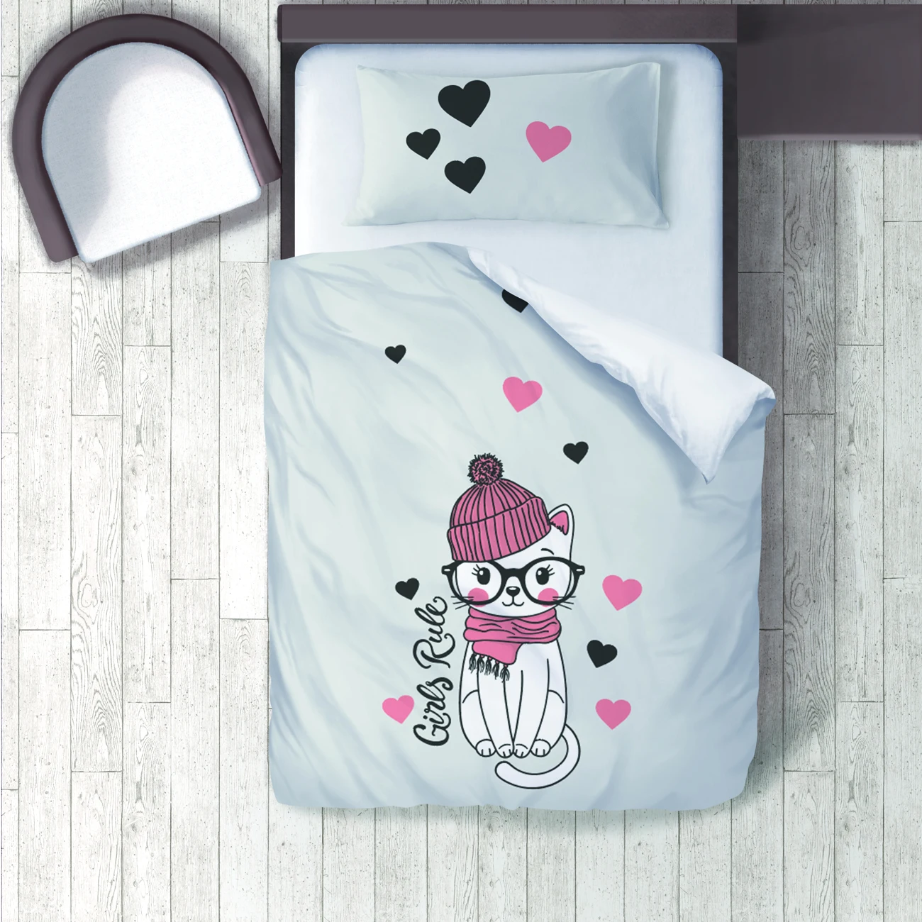 

Duvet Cover Set Bedding Set Pillow Case for Baby and Kids Room 3D Printed Gray Cute Cat Model 149