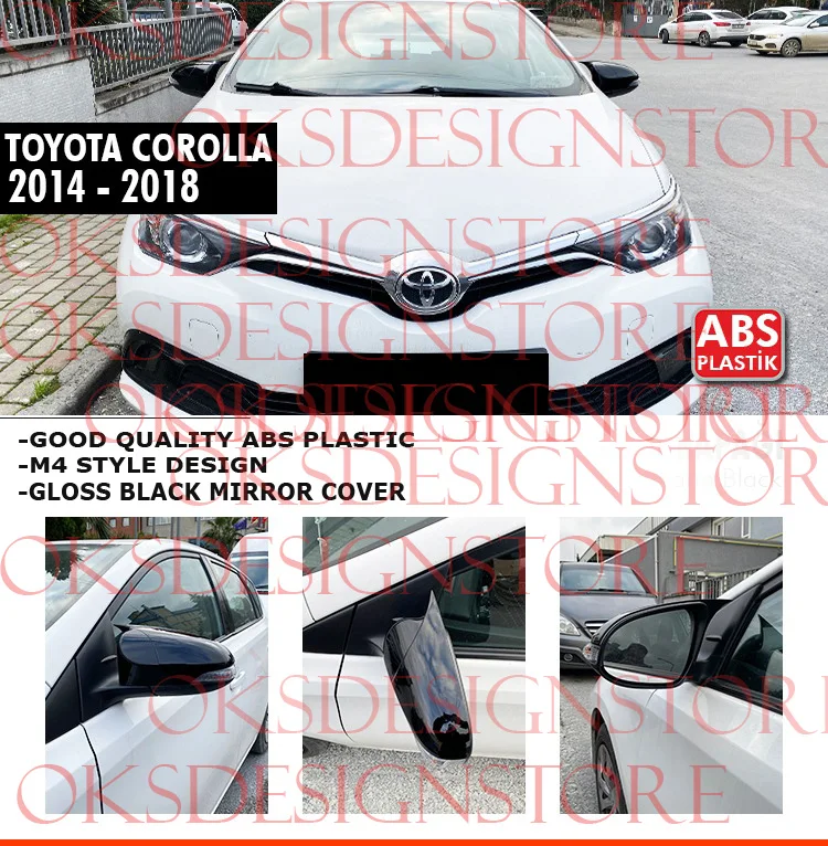 

For TOYOTA COROLLA 2014-2018 MIRROR COVER GLOSS BLACK easy assembly special Part sline