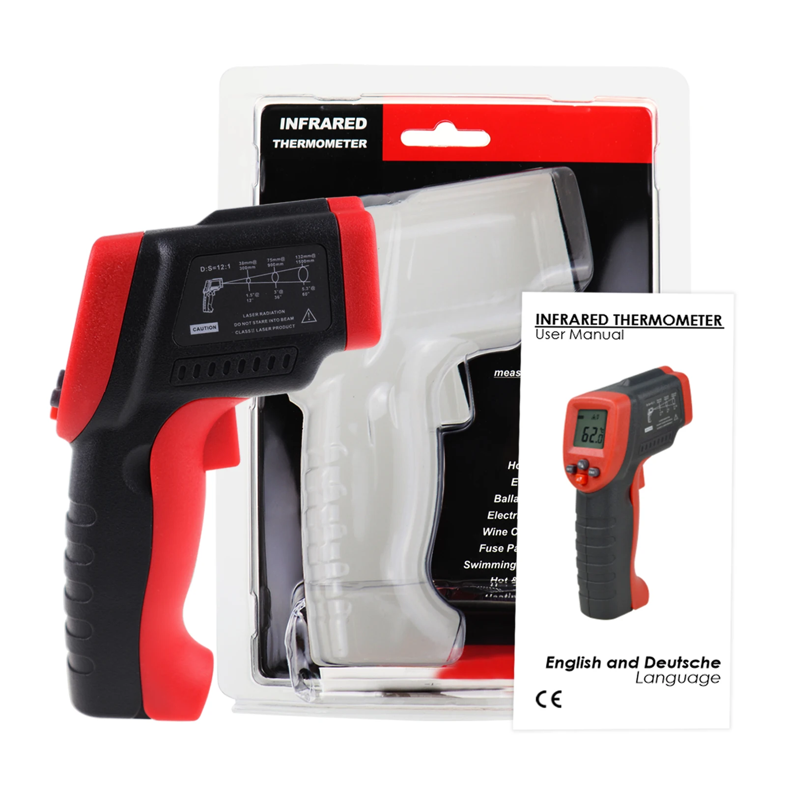 Non-Contact Digital IR Infrared Thermometer -50~550℃ (-58~1022℉) Lasergrip Instant Reading w/ Scanning Function Temperature