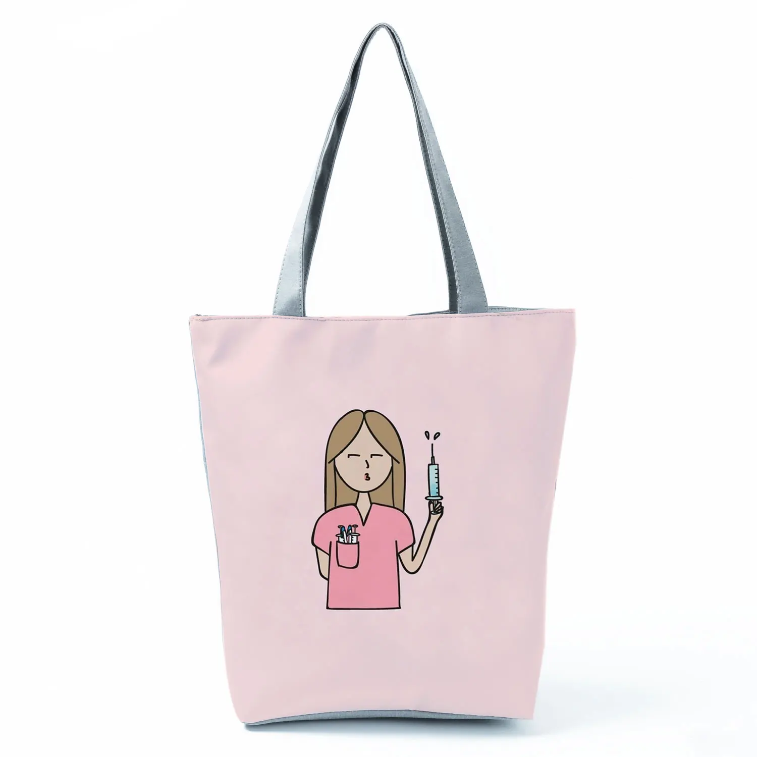 

Double Sided Printed Nurse Bag ECG Shopping Bag High Quality Shoulder Bag For Women Practical Women's Handbag School Book Pouch