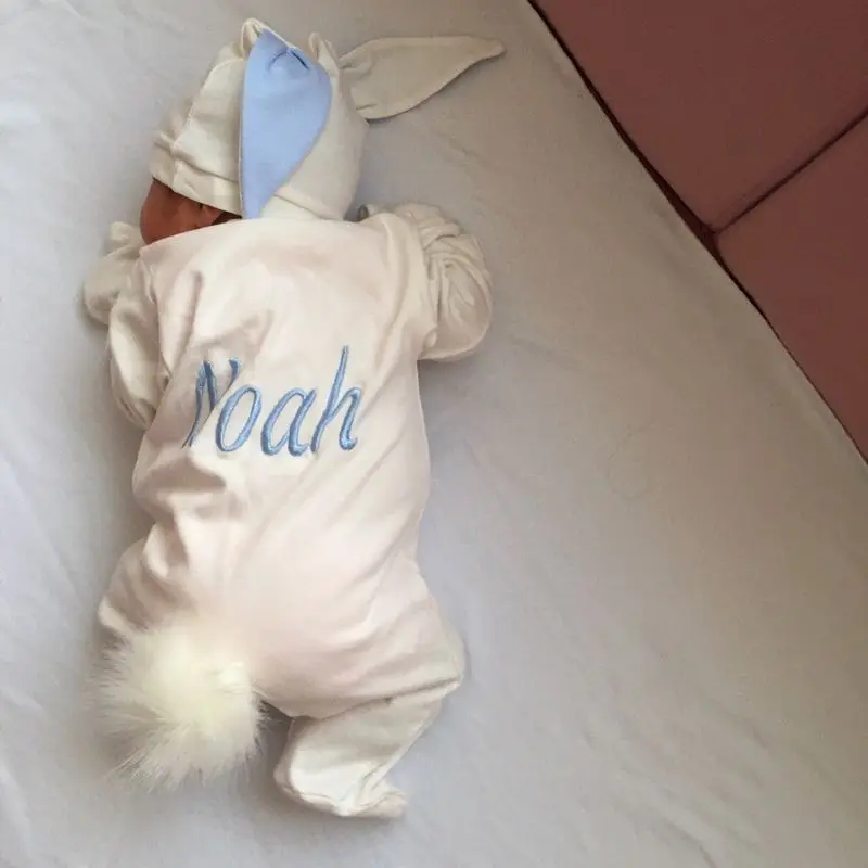 Personalisierte Baby Body Mädchen Junge Name Kleidung Babys Custom Outfit Bestickt Hut Decke Set Neugeborenen Geschenk Baumwolle Body