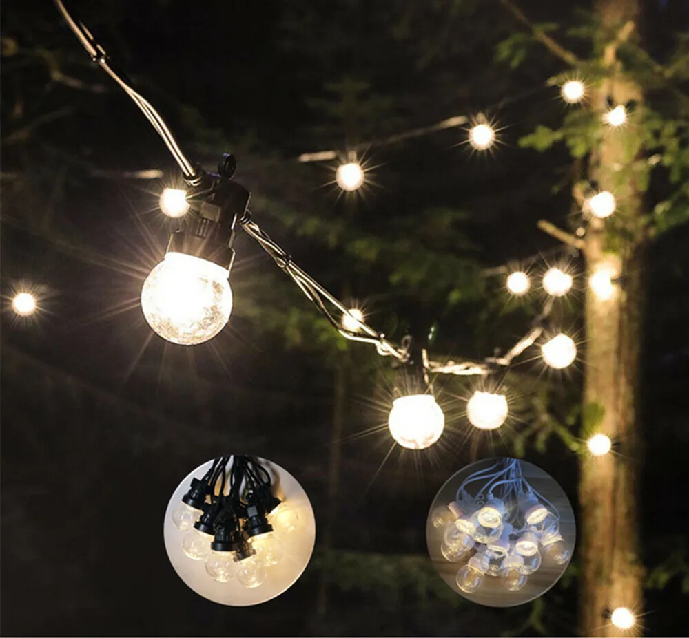 10M G50 Clear LED Globe Ball Outdoor String Lights Christmas Fairy Festoon For Garden Backyard Wedding Party Street Patio Decor