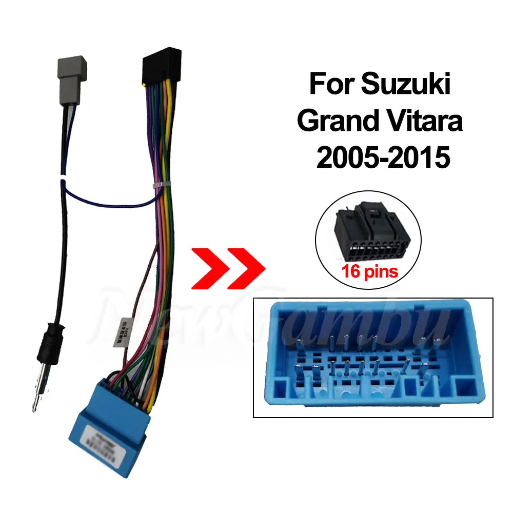 Adaptador de Audio y DVD para coche, kit de embellecedor de tablero, Panel de Radio Facia, Cable Canbus ABS, 16 Pines, para Suzuki Grand Vitara 2005, 2006, 2007, 2008-2015
