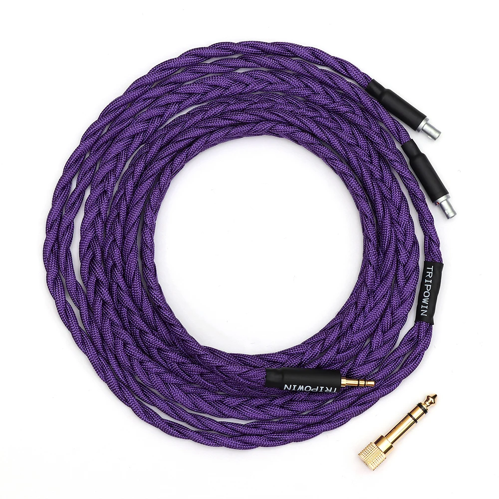 Tripowin GranVia 26AWG 36 Stränge x 4 Core Handgemachte Kopfhörer Ersatz Kabel für HD650 HD580 HD800 HIFIMAN ANANDA Lila – Detail 11