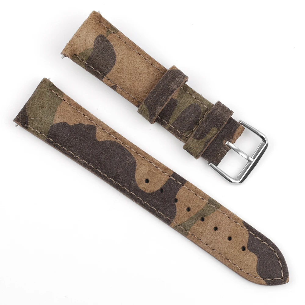 Onthelevel Suede Watch Strap Band Camouflage Color 18mm 20mm 22mm 24mm Replacemen Watchband