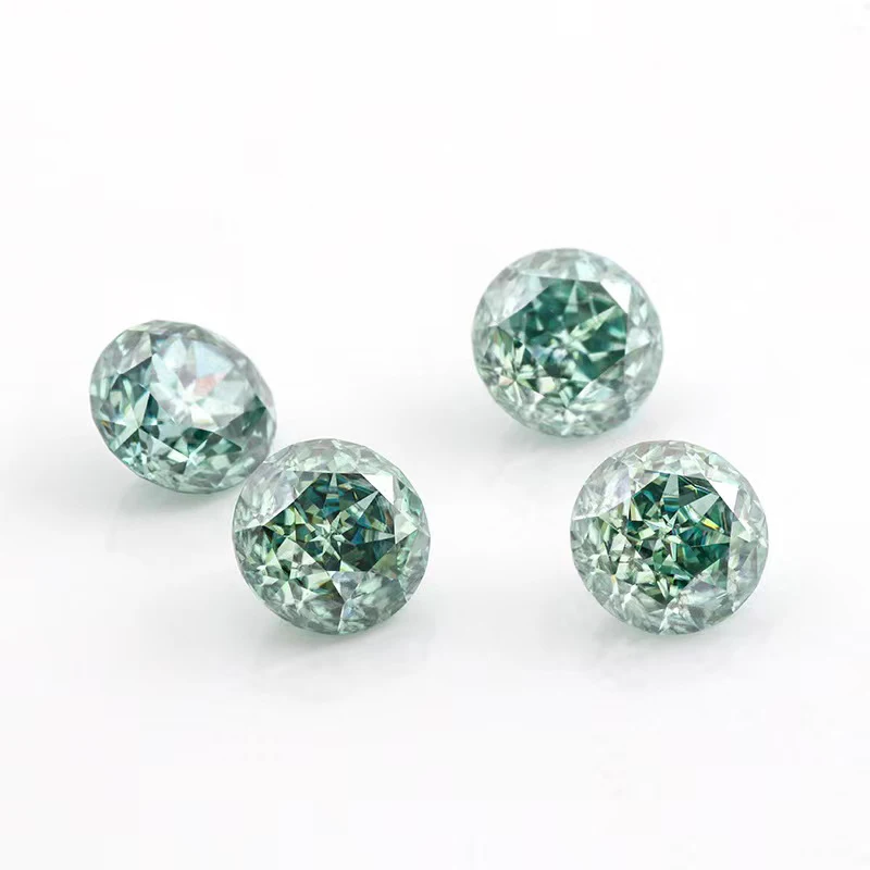 Blue Green Color Jubilee Cut Round Moissanite Loose Stones 0.4-4ct Certificated Lab Grown Moissanite Gemstone for Diy Jewelry