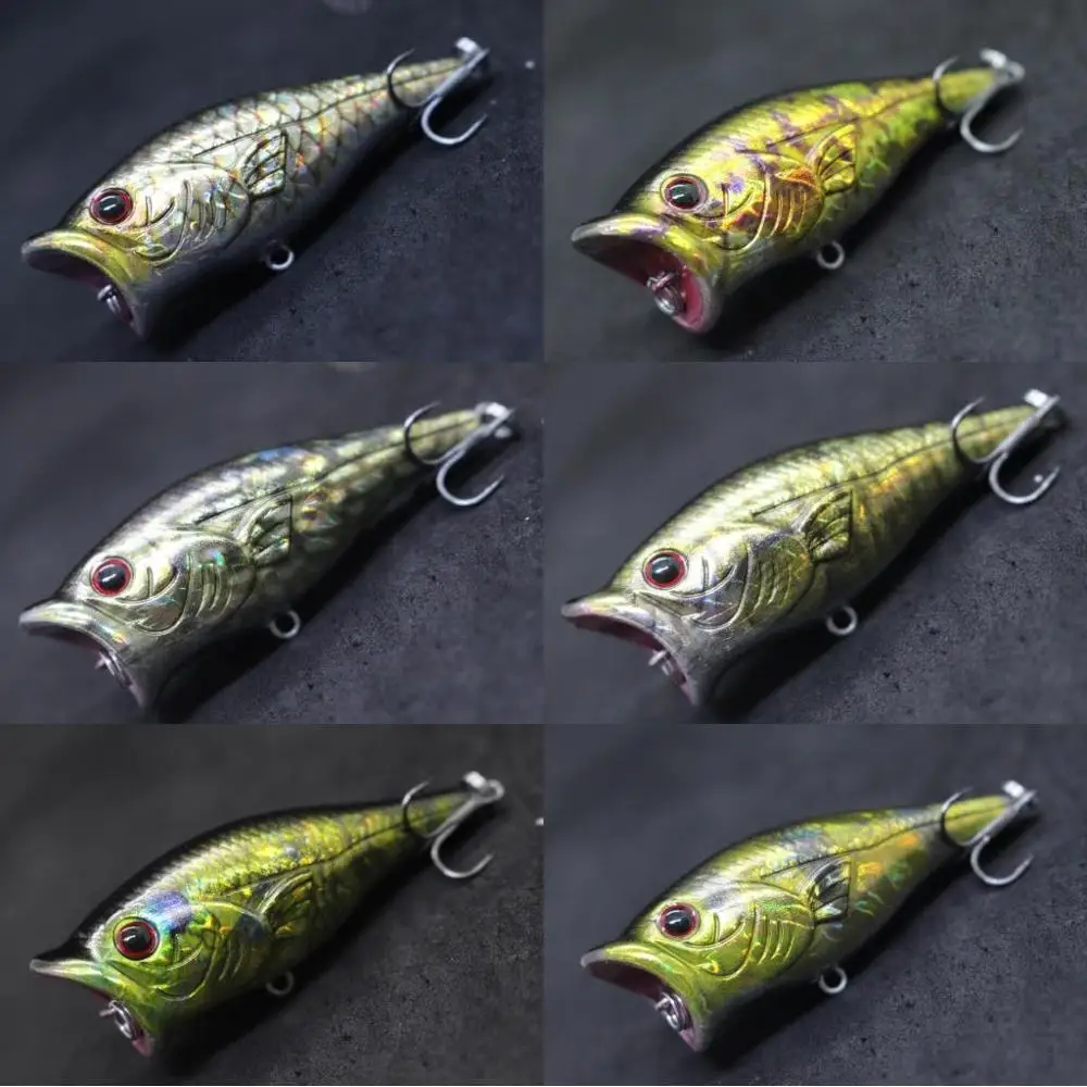wLure Walking Popper Fishing Lures 6cm 10.5g Zigzag Water Splash Fresh Water Bass Lure Lifelike Colors HT626