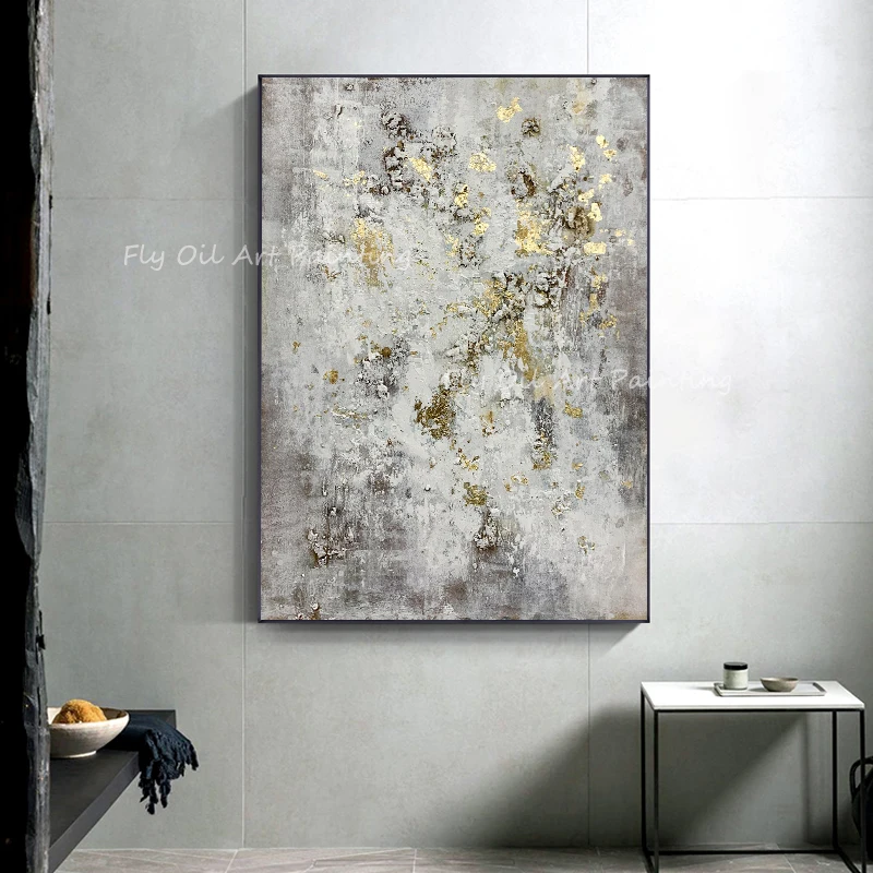 

Abstract simple thick knife grey canvas Large Size 100% Handpainted oil painting no frame art on canvas wall decoration