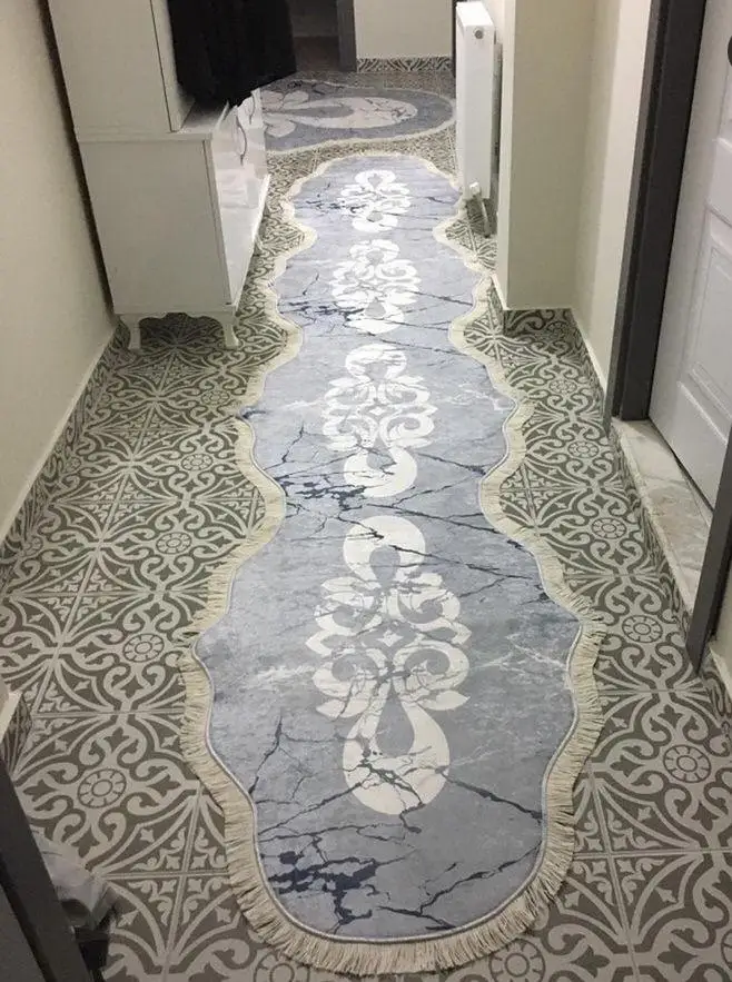 Decorative Soft Surface Stylish Non Slip Ellipse Corridor Entrance Hallway Kitchen Bath Carpet Lounge Rug