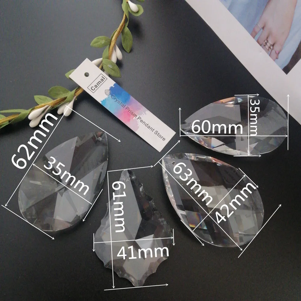 Camal 2pcs ( 4 Shaped ) Clear 60mm Crystal Pendant Lamp Prisms Chandelier SunCatcher Lighting Lamp Parts Hanging Party Home DIY