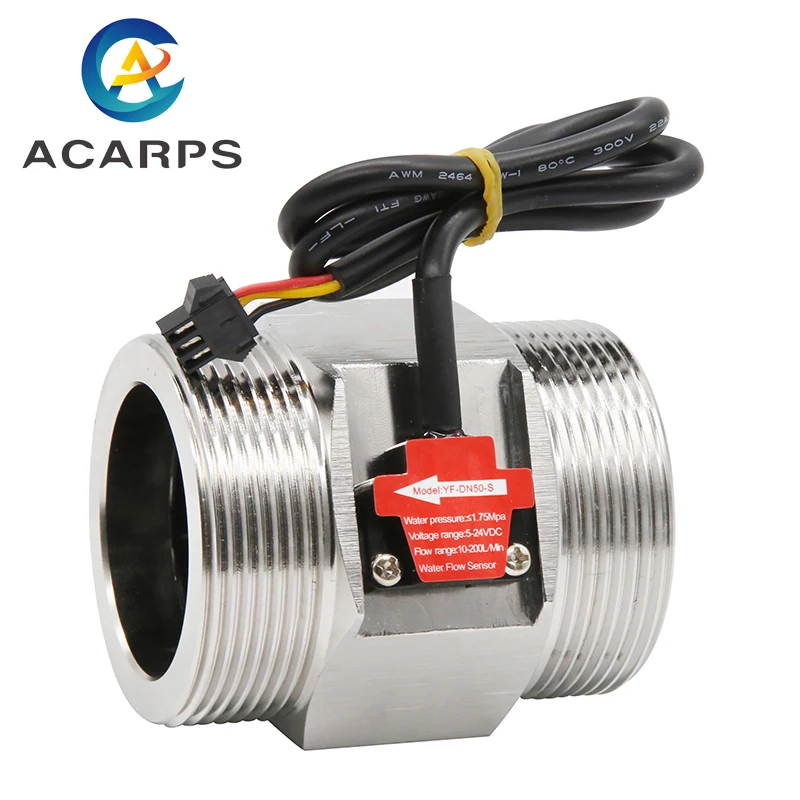 

2" Inch DC 5-18V Water Flow Sensor 304Stainless Steel Flow Sensor Water Control Liquid Sensor Switch