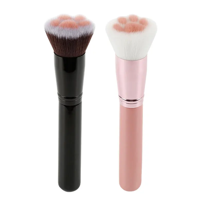 1Pc Cute Cat Claw Paw Women Makeup Soft Fibre Wooden Brush Loose Powder Blush Contour Face Make up Foundation Repair Brush Tool