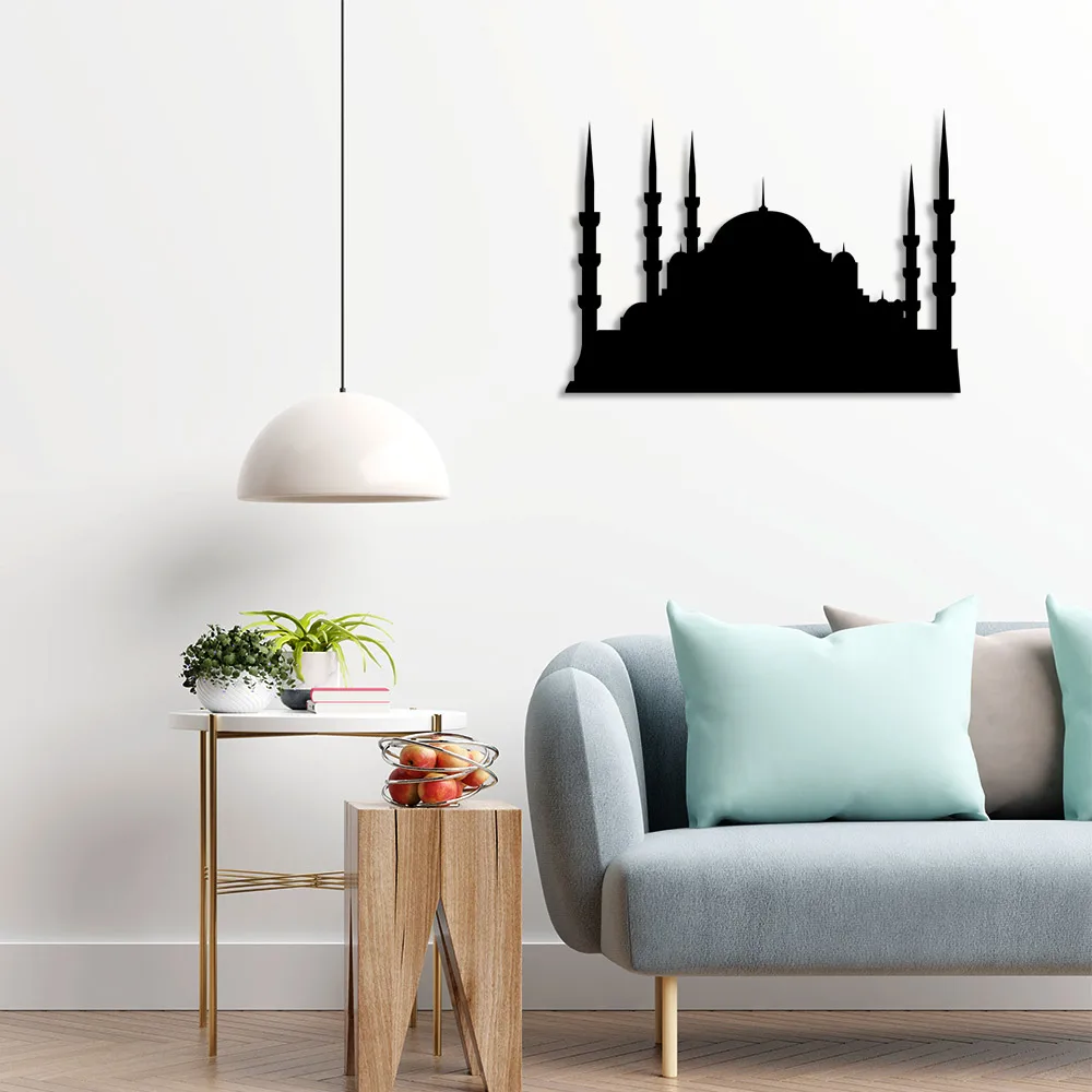 Mosque With Five Minarets Wall Room Home Accessory Wooden Table 50x36cm