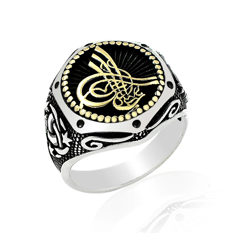 925 Silver Ottomab Flag Printed Classic English Men Ring