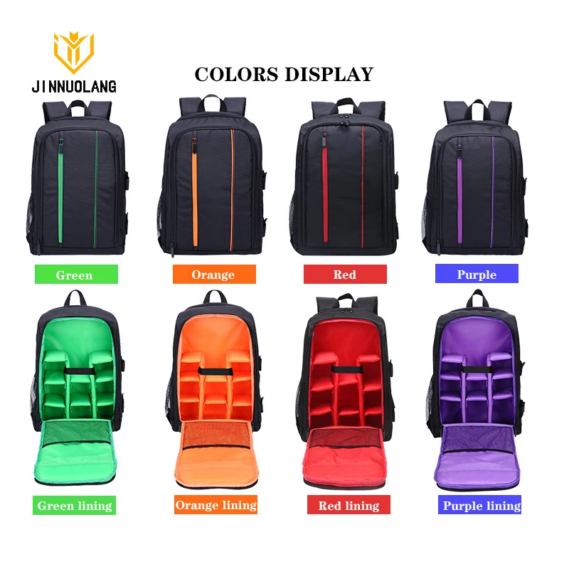 JINNUOLANG Unisex fotoğraf su geçirmez sırt çantası kamera omuzlar çanta naylon kılıf Fit 15.6 \'\'dizüstü seyahat açık DSLR Mochila