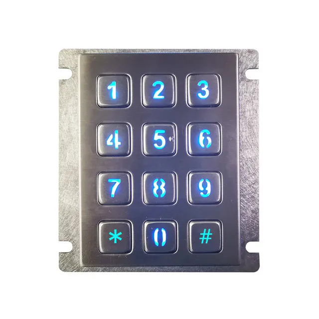 Outdoor 12 Keys 3X4 Matrix USB ATM Kiosk Access Control LED Backlit Backlight Industrial Metal Numeric Keypad