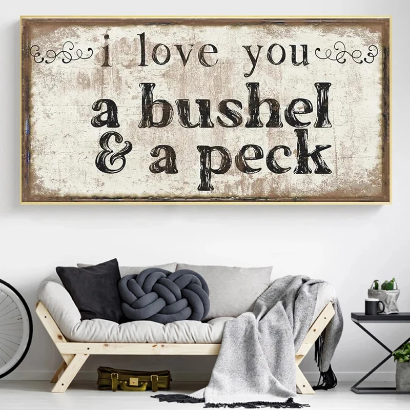 

I Love You A Bushel And A Peck Quotes Canvas Painting Wall Art Vintage Romantic Words Poster Prints For Bedroom Home Decor