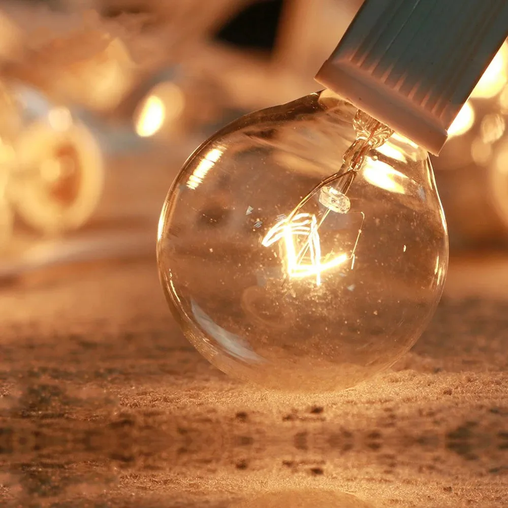 Bombillas de repuesto G40 de globo transparente, Base incandescente cálida E12, Bombilla de vidrio de repuesto para decoración de Patio al aire