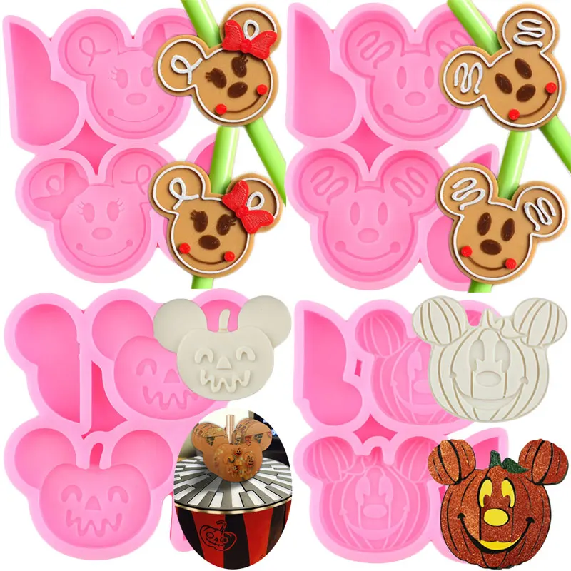 Christmas Gingerbread Man Straw Topper Silicone Mold Pumpkin Chocolate Candy Jelly Fondant Molds Halloween Cake Decorating Tools