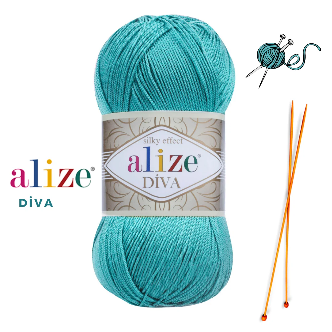 Alize Diva Yarn Silky Acrylic Crochet Bikini Hand Knitting Handmade DIY Acrylic Bikini Soft Blouse Amigurumi Blanket Sweater