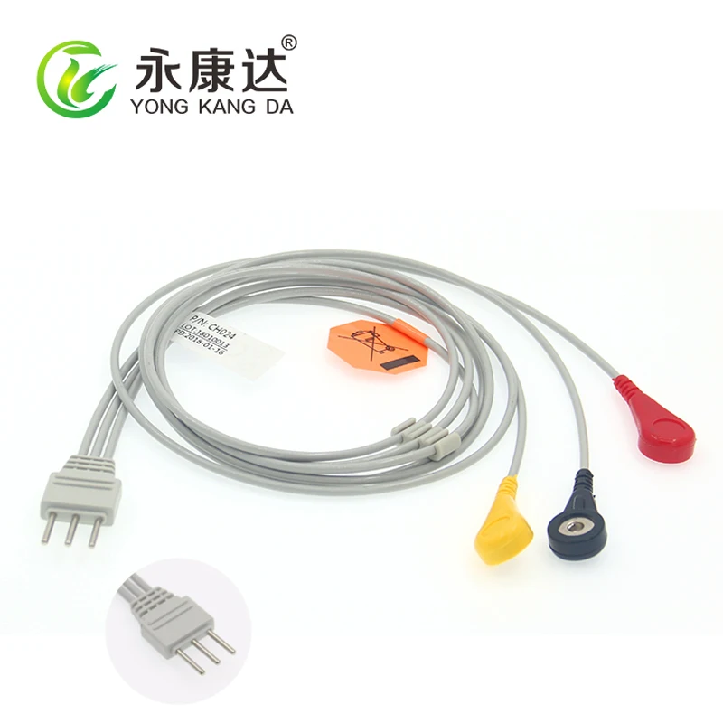 

Compatible KRK 3 Lead Holter Leads Snap IEC Cable