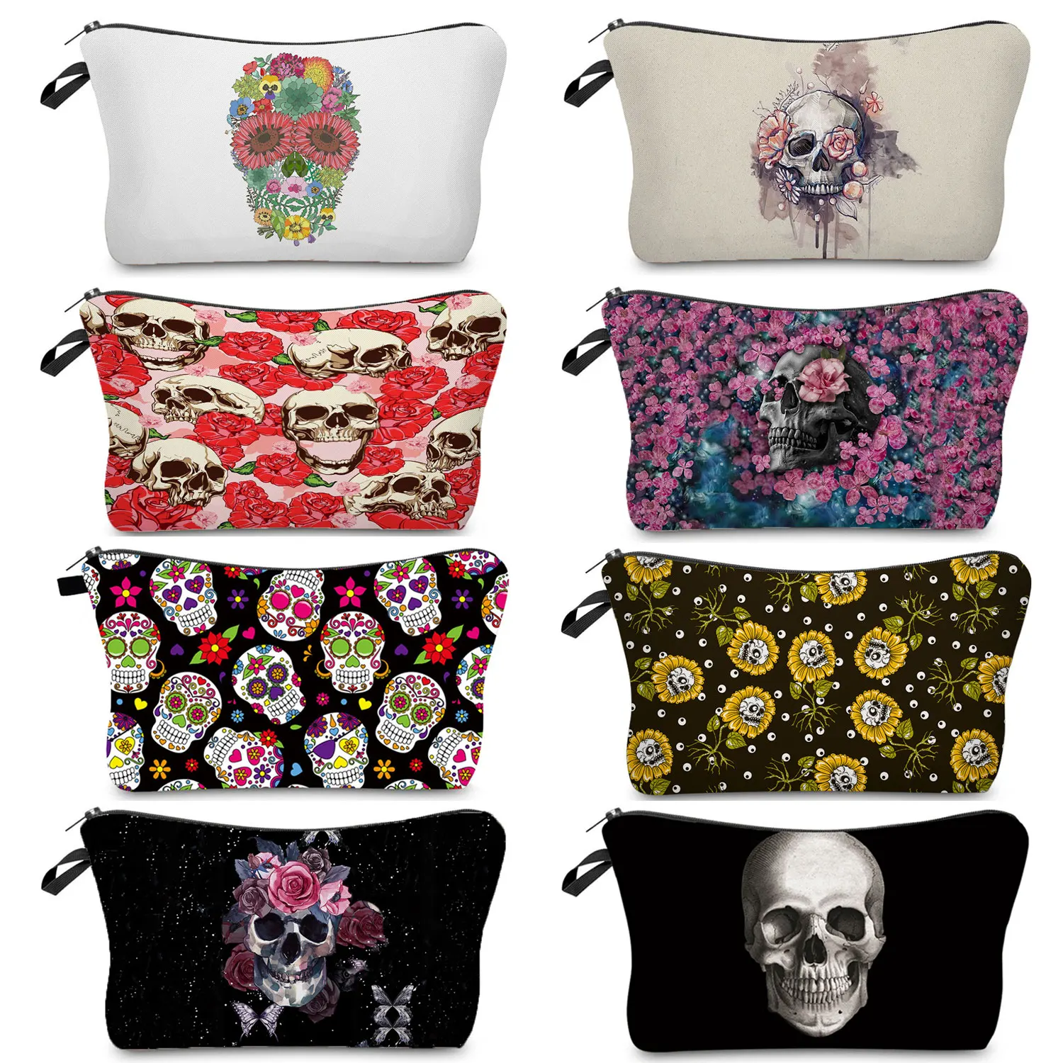 Skull Printing Makeup Bag Halloween Candy Bag Female Storage Pouch Large Cool Students Pencil Case Custom Pattern Cosmetic Bag