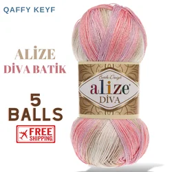 Alize Diva Batik 5 kulek akrylowych Amigurumi z mikrofibry miękka dzianina waga sportowa 4-warstwowa szydełkowa letnia przędza do DIY