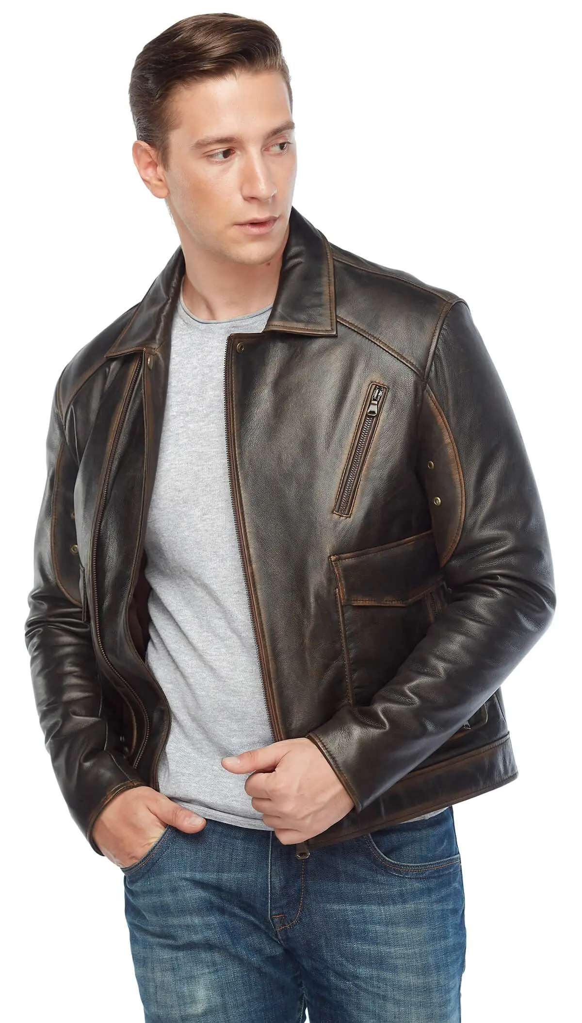 Túi Nam Chính Hãng Phối Da Búi Tó Orjinal Da Cừu Thu Đông 2022 Biker Slim Size Lớn VintageTürkiye