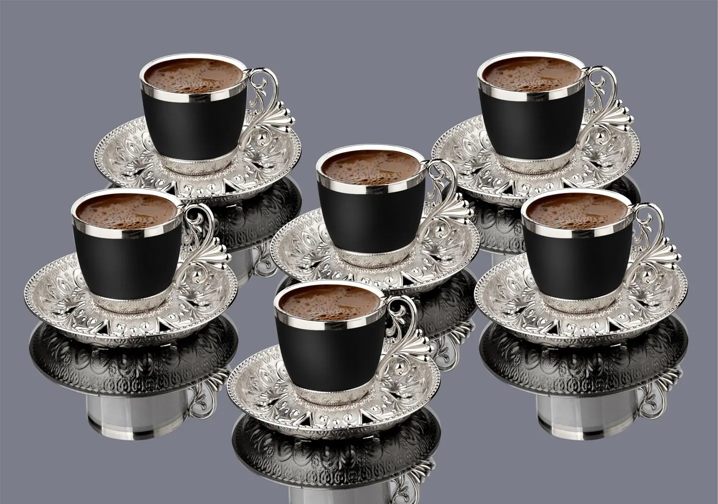 Turkish Golden Coffee Cups 12 Pcs Saucers Serving Set Ceramic Coffee Mugs Best For Home Decor Demistasse Porcelain Coffee Set