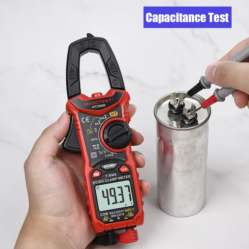 HT206 Pliers Ammeter Amperometric Clamp Multimeter HABOTEST Digital AC DC Current Tester Capacitance Ohm Hz 600V 600A Amp Meter