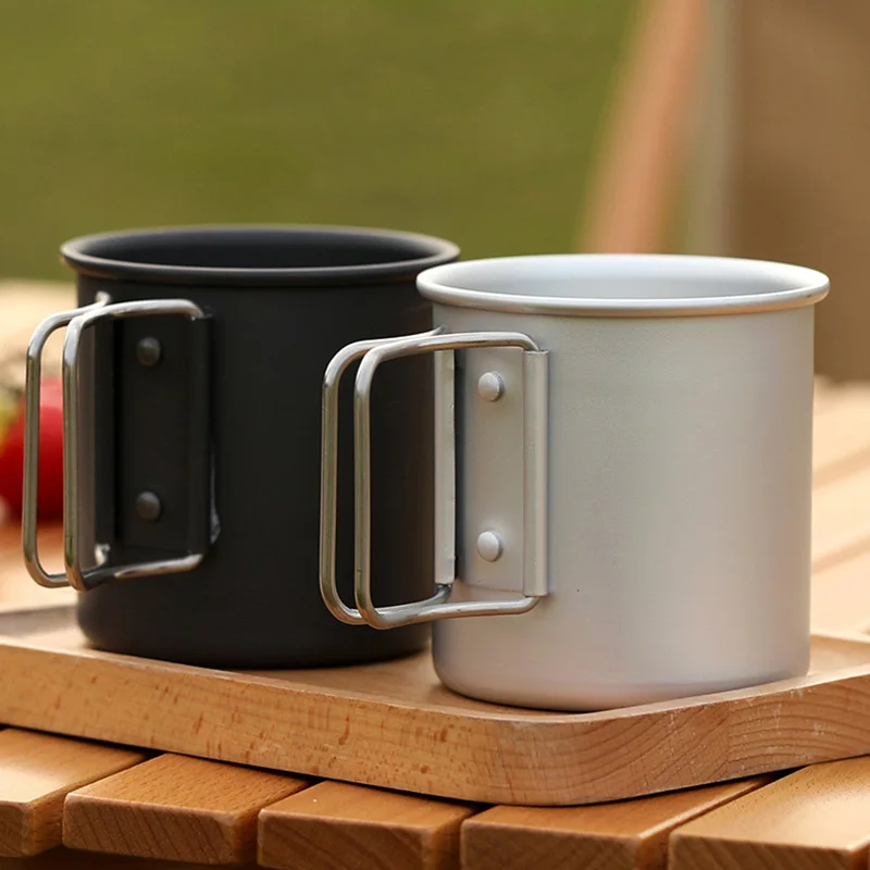 

300ml Camping Water Cup with Fold Handle Ultralight Aluminum Alloy Cup Tea Coffee Mug Outdoor Travel Picnic Mug Cooking Set