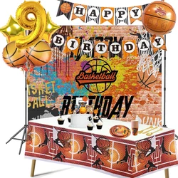 1-9 Years Number Ballons Basketball Club Disposable Tableware Set Sport Boy Basketball Enthusiast Birthday Party Decoration