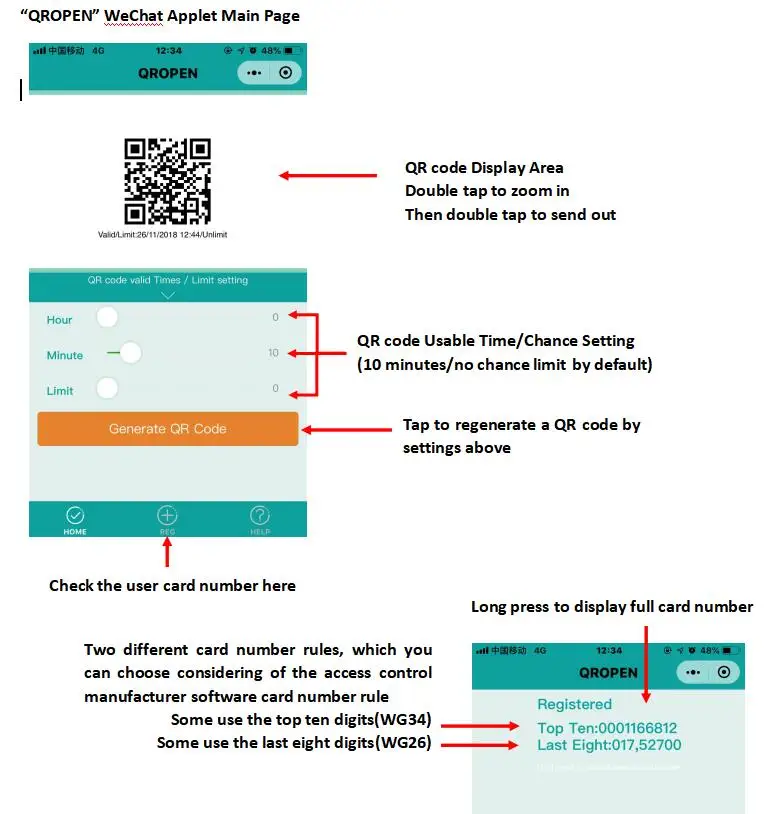 Czytnik kodów kreskowych RFID 13,56 MHz, czytnik kodów QR do kontroli dostępu, wyjście TTL/RS485/Wiegand 26/34, karta NFC, 20000 użytkowników, aplikacja mobilna