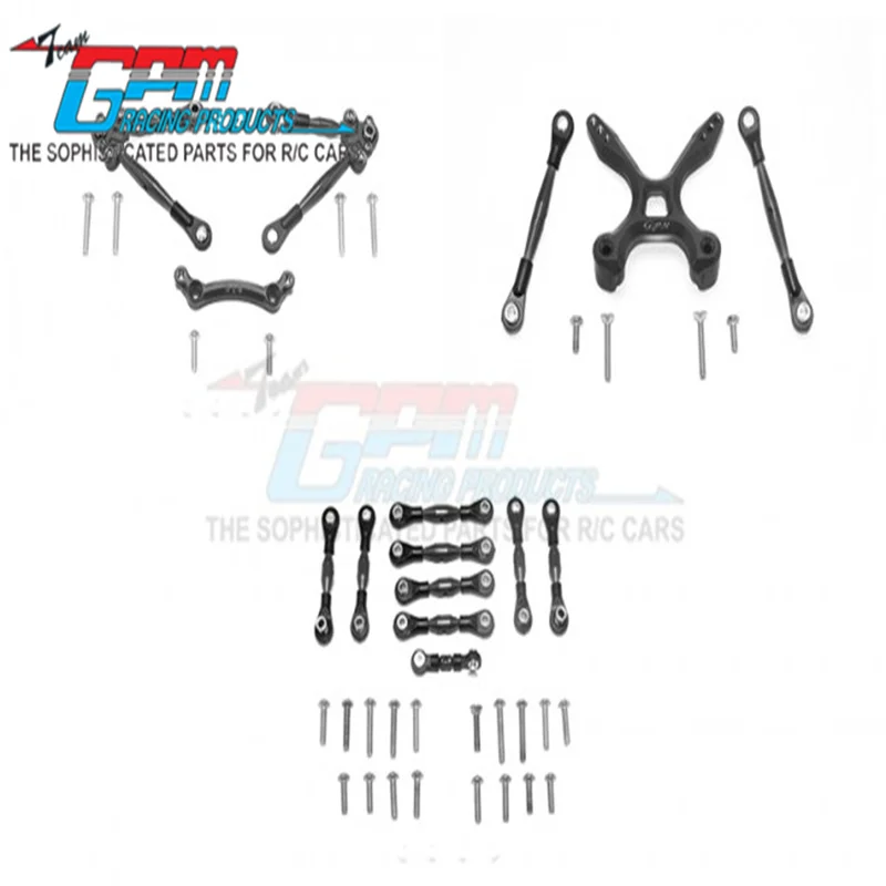 GPM ALUMINUM FRONT&REAR TIE RODS WITH STABILIZER FOR C HUB +WHOLE CAR TIE RODS-51PC SET FOR TRAXXAS 1/10 FORD GT-TEC 2.0 Upgrade