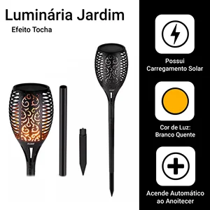 Luminária Para Jardim Luz Solar Efeito Tocha / Chama / Fogo Espeto Prova D'água 6 principais vendas espeto luz solar - №6