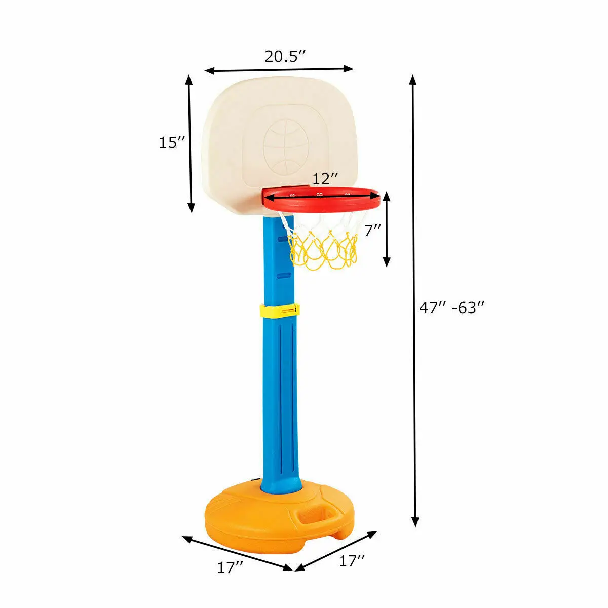 เด็กเด็กยืนบาสเกตบอล Hoop ปรับความสูงในร่มกีฬากลางแจ้งของเล่น TY325111