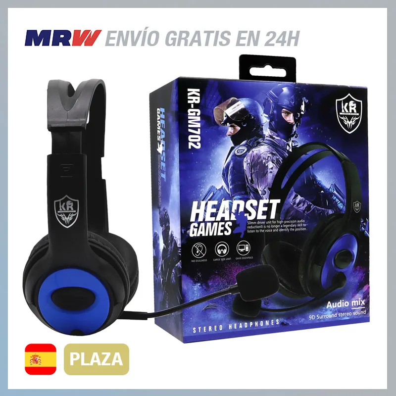 Gaming Headset headphone headphone Gamer wired with mic for PS4, PC and mobile phone, shipping from Spain