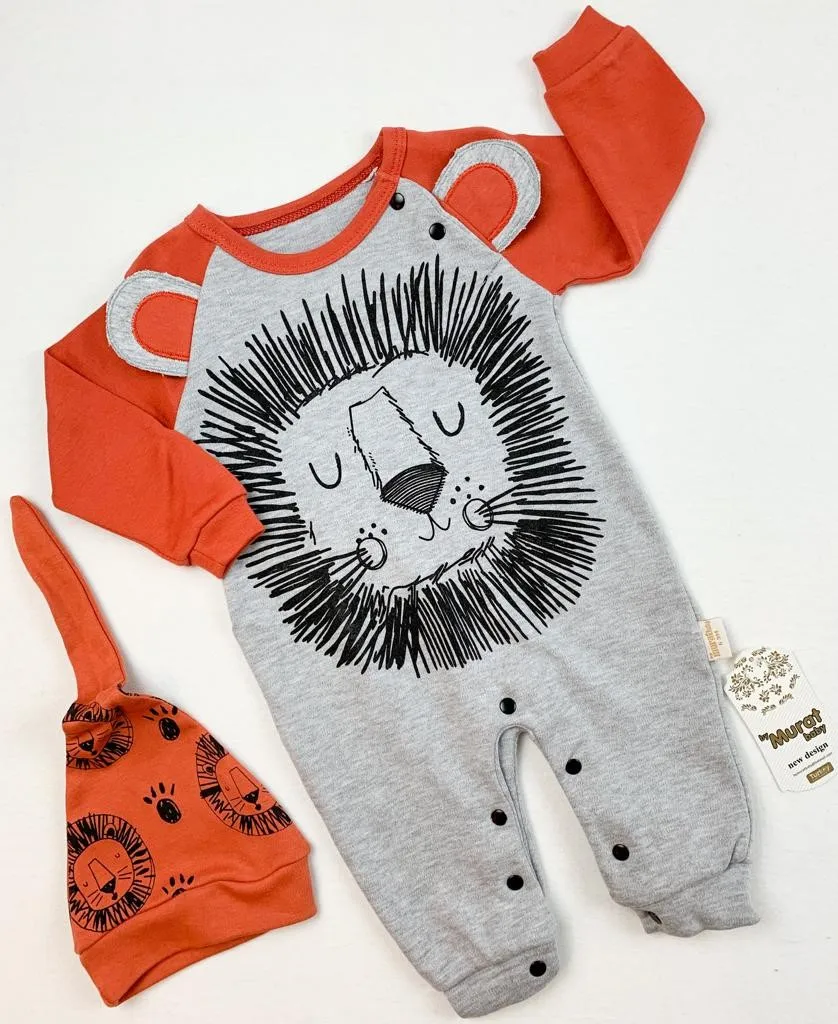 LION PRINTED OVERALLS, BABY CLOTHING, BABY STYLE, BABY TRACKSUIT, BABY PAJAMAS