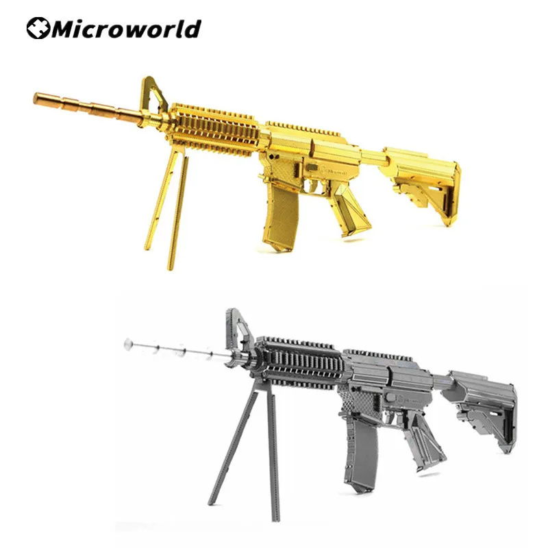 Microworld 3D Metal Puzzle Toys Military M4A8 Carbines Gun Models Kits DIY Classic Rifle Jigsaw Toy For Desktop Decoration Teen