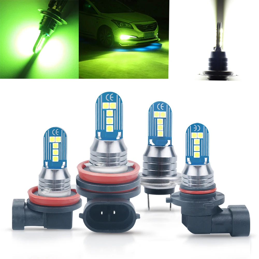 1Pcs H4 H8 H11 H7 9005 HB3 9006 HB4 LED Green White Fog Light Bulb Car Motorcycle Driving Running Front Lamp 12V For Toyota Kia