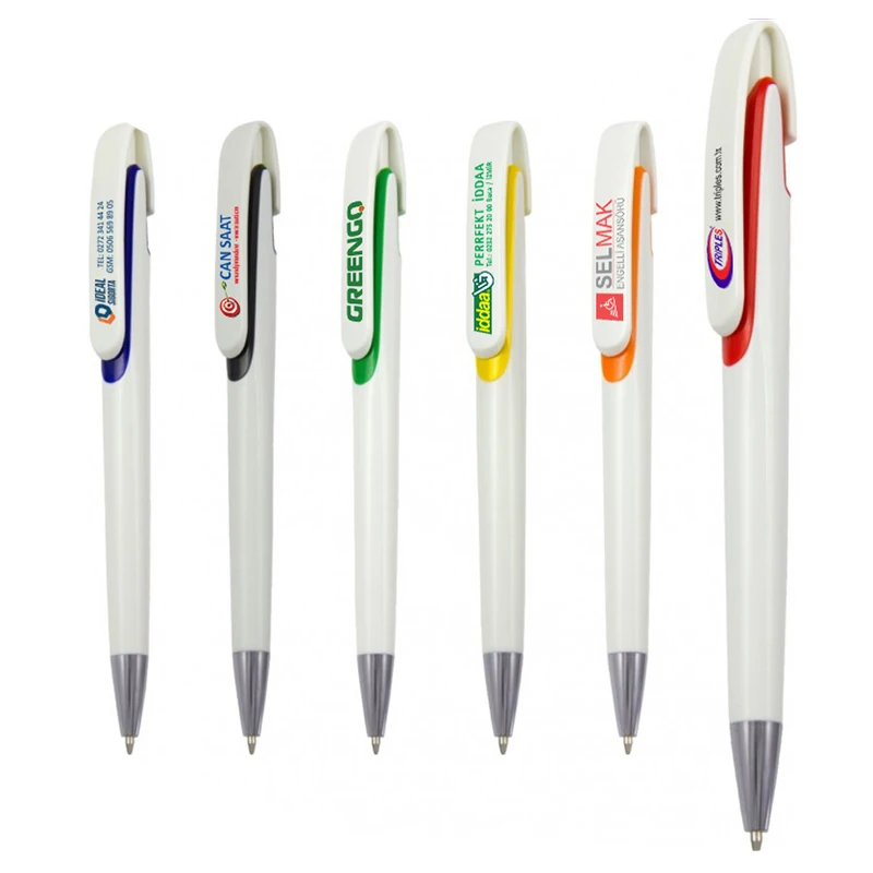 FREE SHIPPING. 100 pieces with logo printed on them. Promotional plastic pen. Price including one side logo printing.