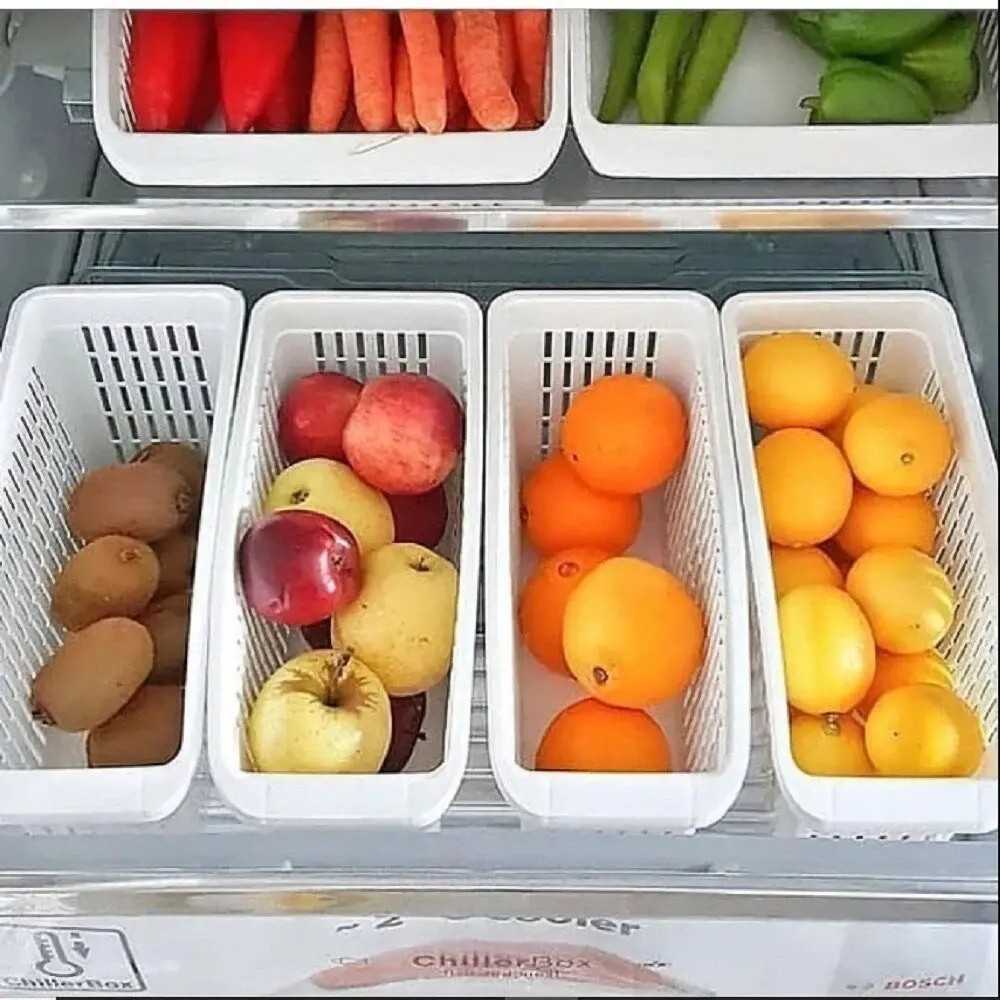 Kitchen Refrigerator Organizer Basket Container Drawner Adjustable Storage Box Retractable Drawer Space Saving Slide Refrigerato