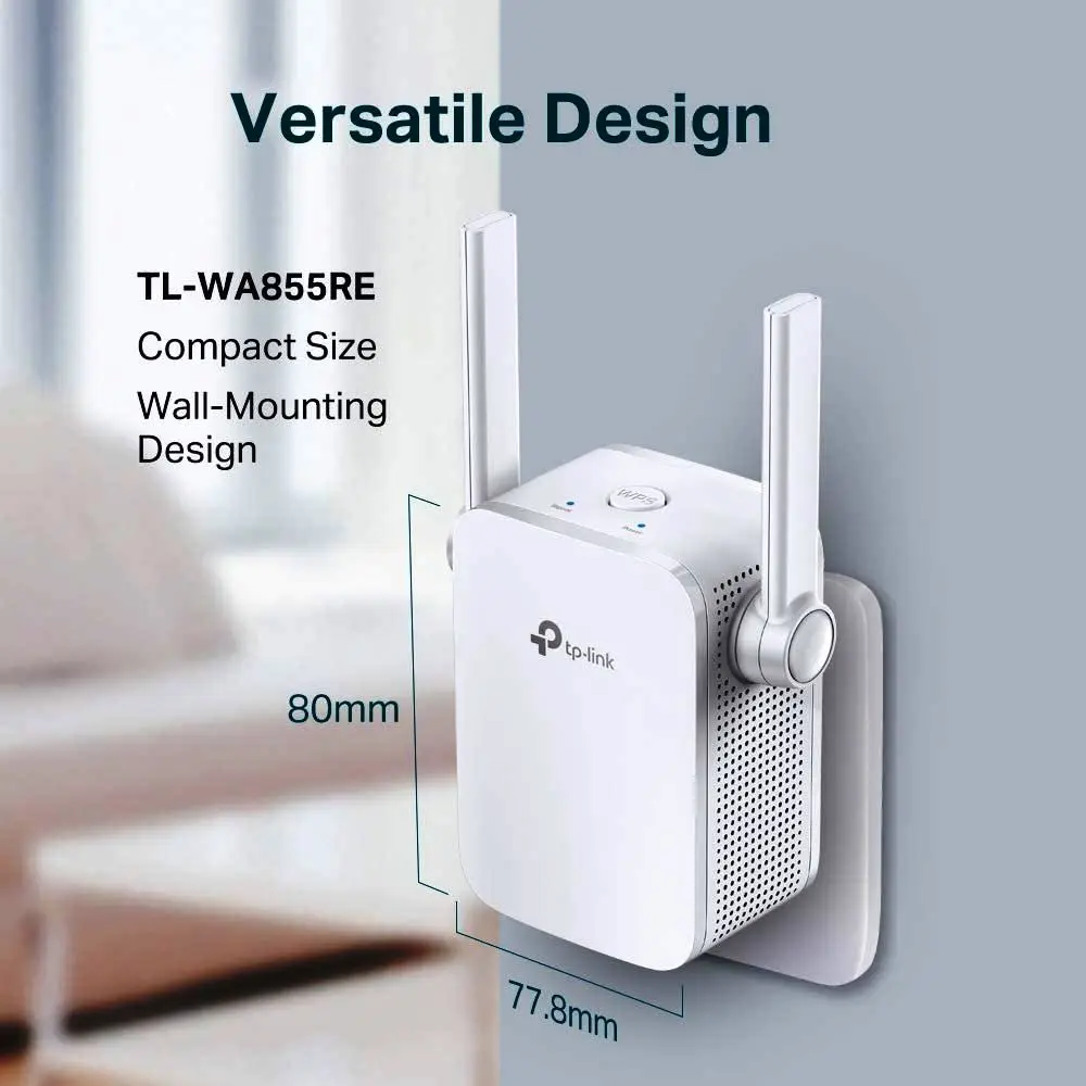 TP-Link-Range Extender com ponto de acesso compacto, 2 antenas externas, produto original, WA855RE, 300Mbps